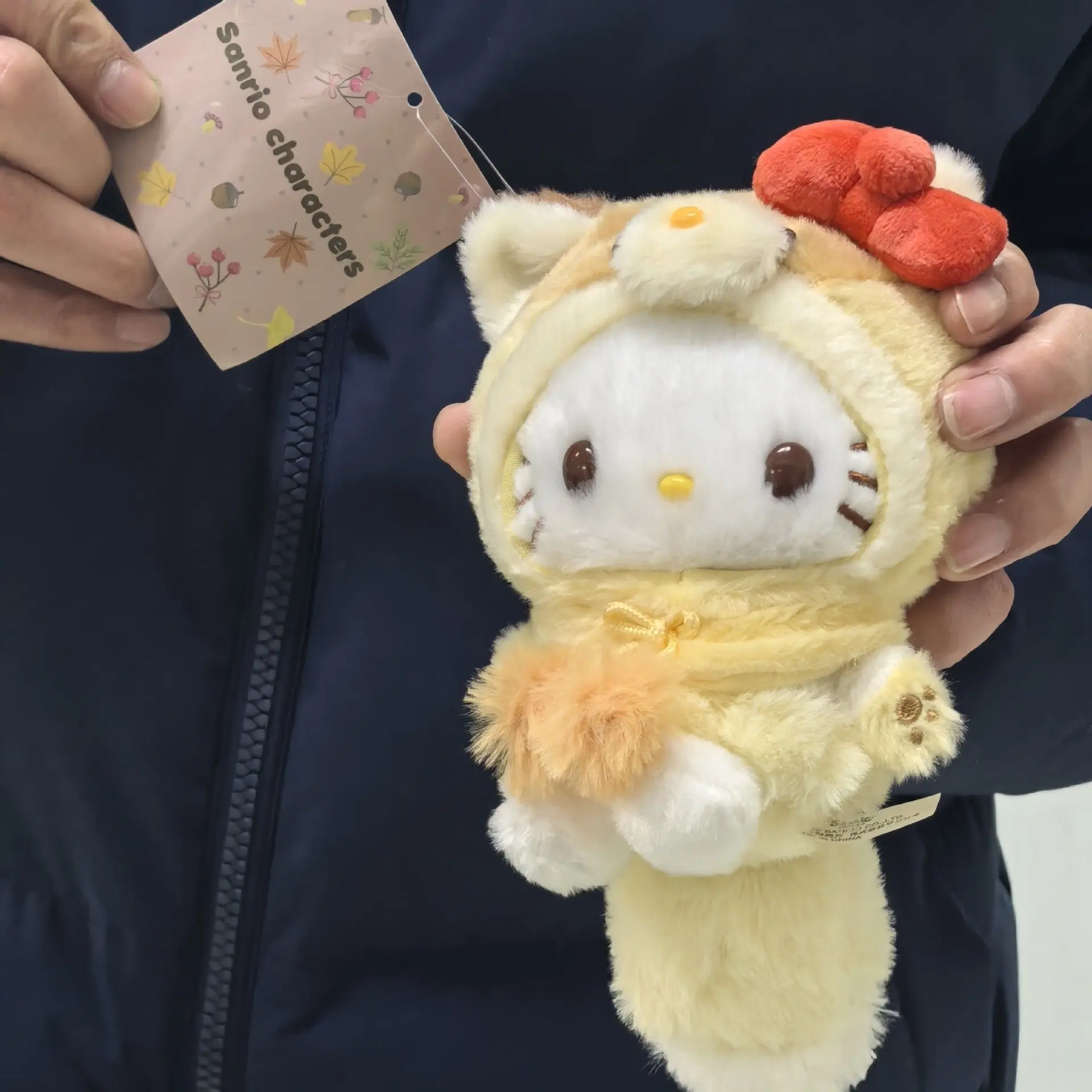 Hello Kitty Plush Fox Tail Dress Up Red Bowknot Plush Stuffed Toy Decoration Keychain Tote Bag Pendant Birthday Gift for Friends
