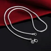 45-60cm Silver Color 1MM/2MM/3MM solid Snake Chain Necklace For Men Women Fashion Jewelry for pendant free shipping - Image 2