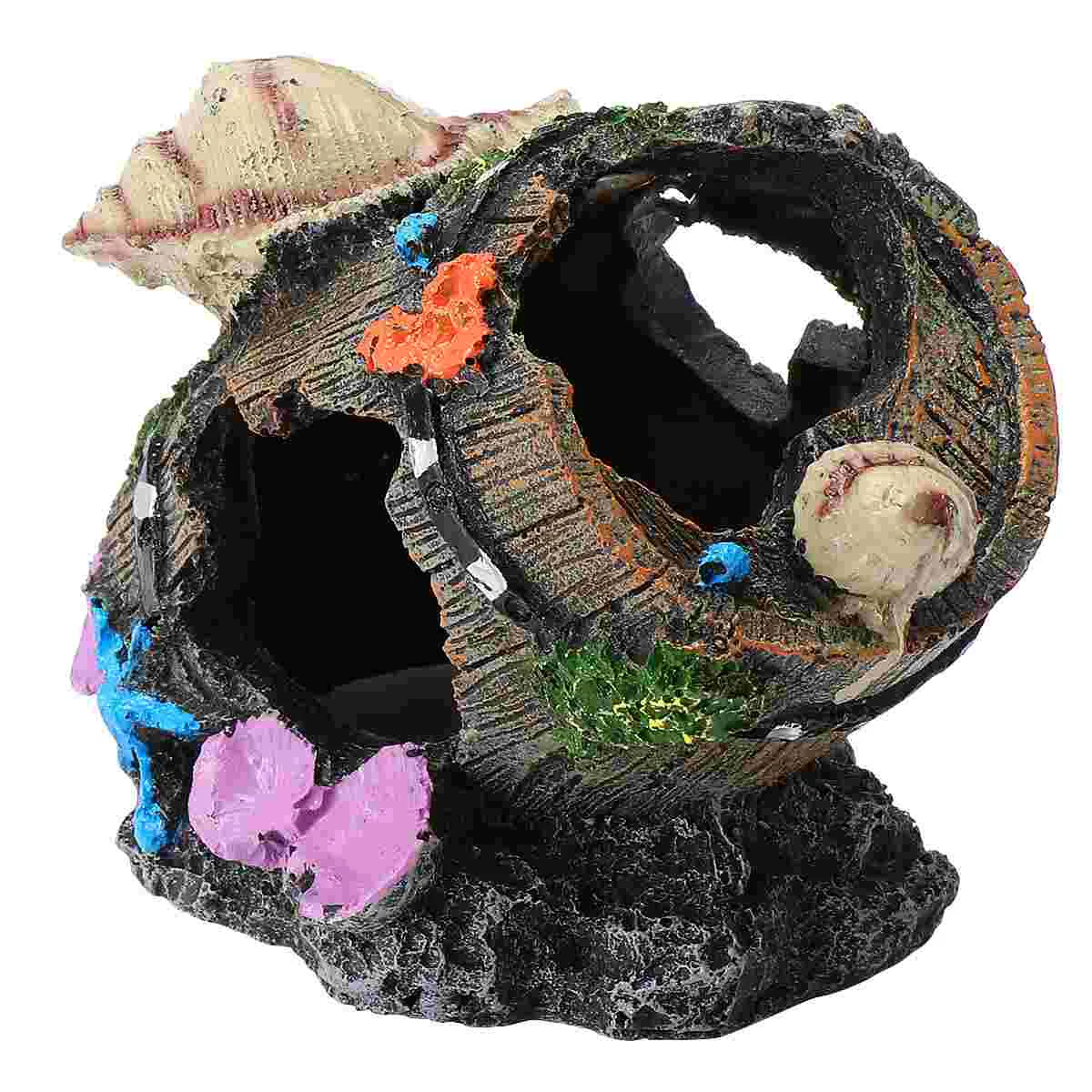 

Barrel Hiding Cave Craft Aquarium Ornament Fish Tank Decoration Decorate Shell Shelter