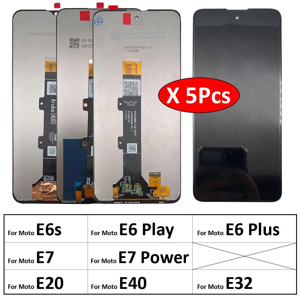 

5Pcs, LCD Display Touch Screen Digitizer Assembly Replacement For Motorola Moto E6 Play Plus E6s E7 Power E20 E32 E40 Display