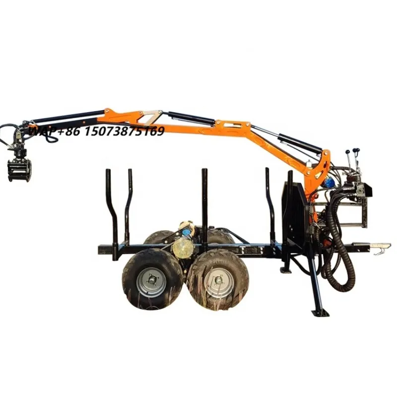 Best Price Gas Powered Heavy Duty Ttqt-42 4.2m Log Trailer With Timber Crane Loader With Gooseneck