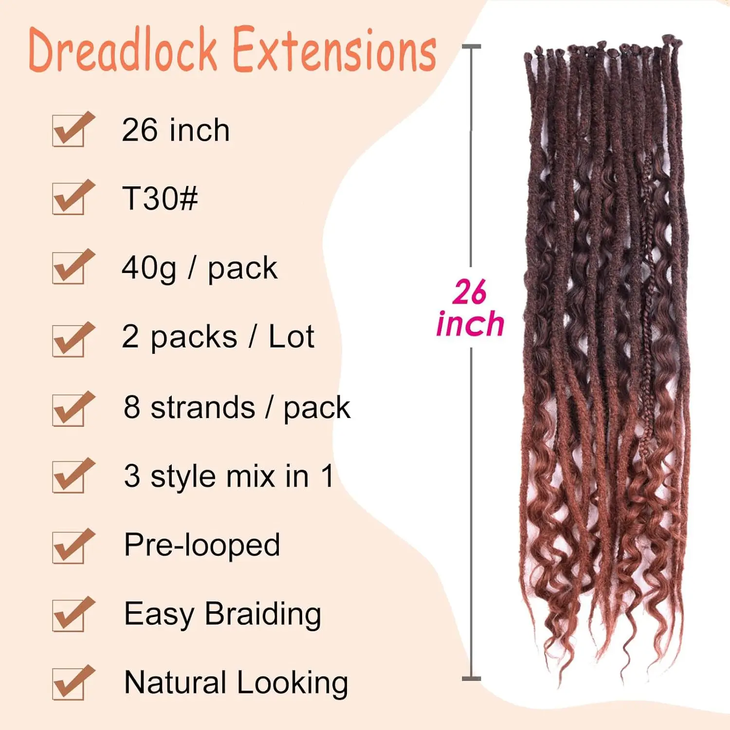 Synthetic 16Strands/Lot SE Dreadlocs Braids 24 Inch Hair Extensions, 3 In 1 Mixed Hippie Style Single End Dreadslocks for Women image 4