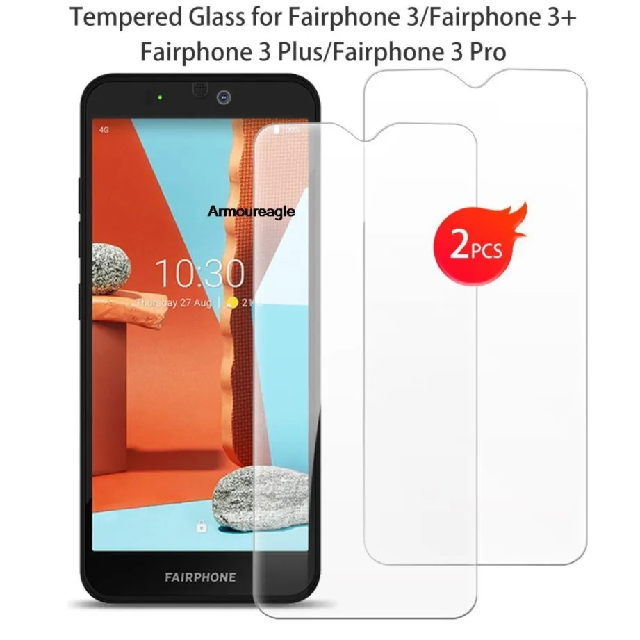 

2pcs for fairphone 3 tempered glass protective guard on fairphone 3+ 5.65 inch screen protector phone cover film shield saver