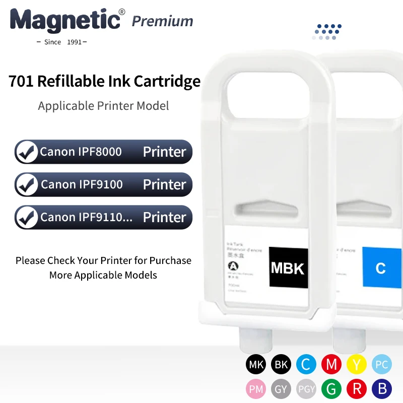 

PFI-701 PFi701 Empty Refillable Ink Cartridge With Chip for Canon iPF8000 iPF9000 iPF8000s iPF9000s iPF8010s iPF9010s with chip