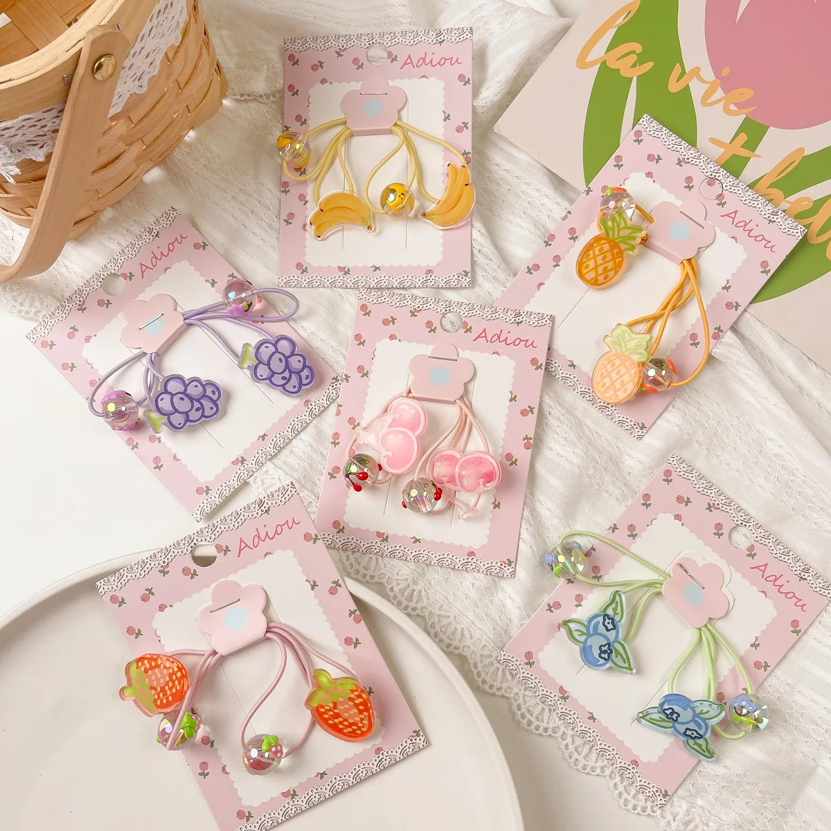 

Children's Rubber Bands Fruits Baby Girls Hair Rope Ties Elastic Hair Bands Kids Ponytail Holder Elastic Headbands Kids Headwear
