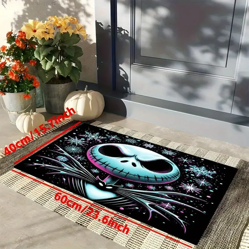 MINISO Skeleton Jack Halloween Fun Door Mat Non-Slip Indoor Outdoor Entrance Mat Carpet for Living Room Bedroom Kitchen Rug