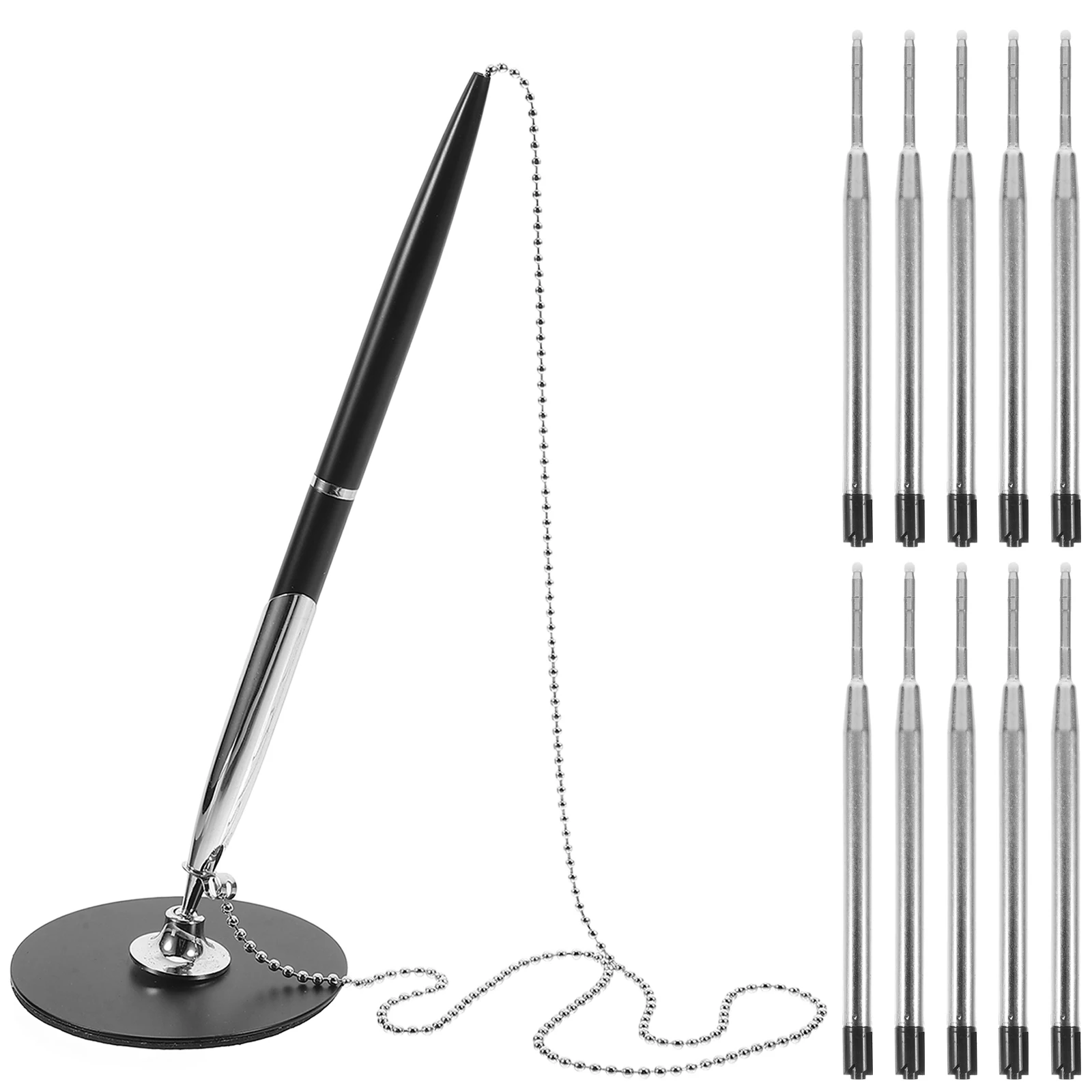 

1 Set Rotating Signature Metal Security Pens For Office Writing Smooth Signing Pen Guest Book Pen With Chain Business Accessory