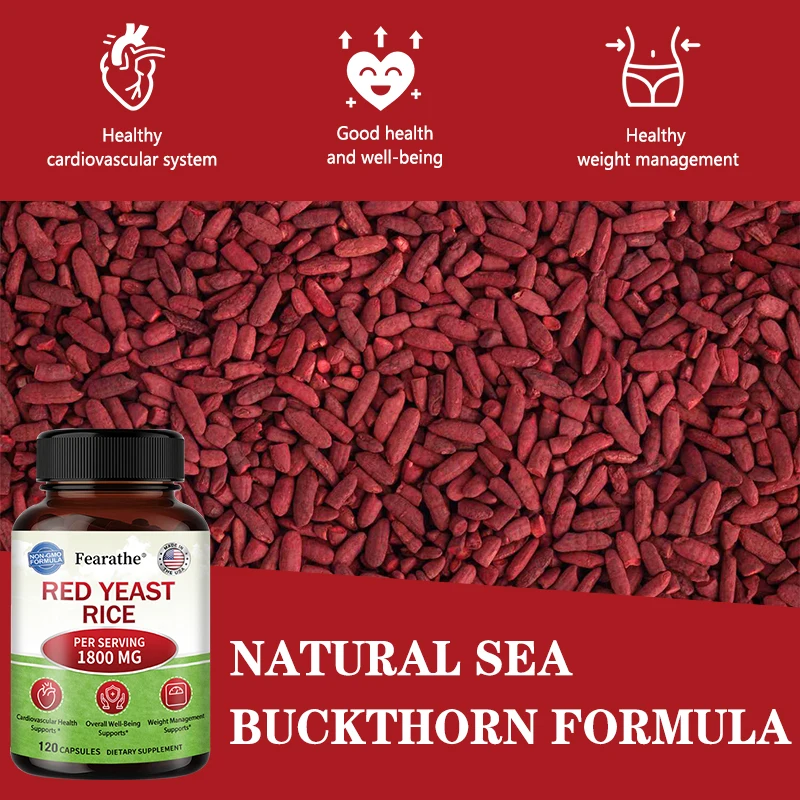 Red Yeast Rice Supplement - Rich in Antioxidants Benefits Cardiovascular Blood Circulation, Heart Health and Energy Production