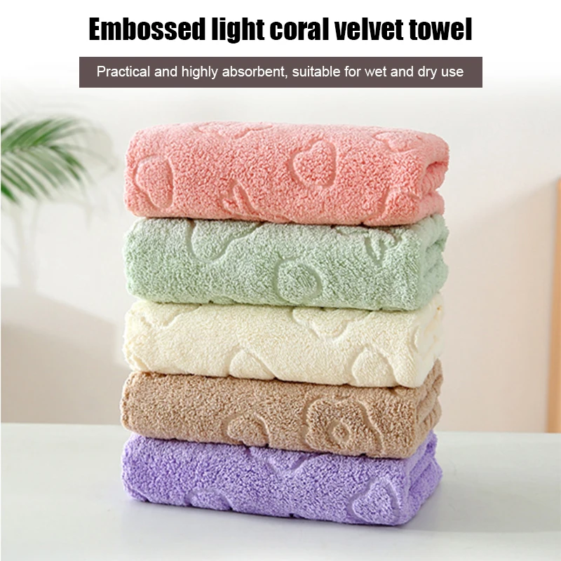 

1pc Soft and Absorbent Coral Velvet Cartoon Face Towel - Quick Dry Hand Towel for Bathroom - Cute and Playful Design 13.8x29.5in