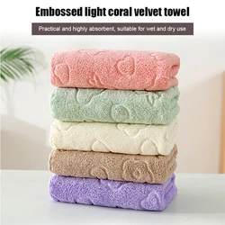 1pc Soft and Absorbent Coral Velvet Cartoon Face Towel - Quick Dry Hand Towel for Bathroom - Cute and Playful Design 13.8x29.5in