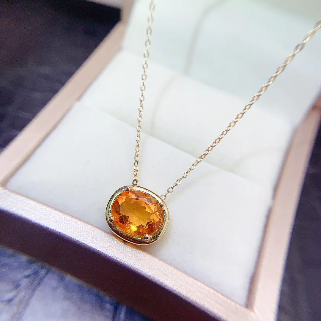 Big Natural Citrine Pendant Necklace S925 Silver, Free Shipping with Certificate, Party Gift