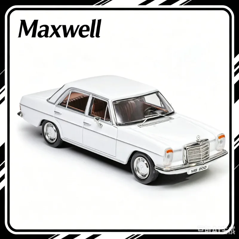 Modelo de Carro em Liga Metálica Maxwell 1:64 200 W114 Branco, Colecionáveis para Adultos, Ornamentos Estáticos de Simulação, Presentes Criativos para Feriados