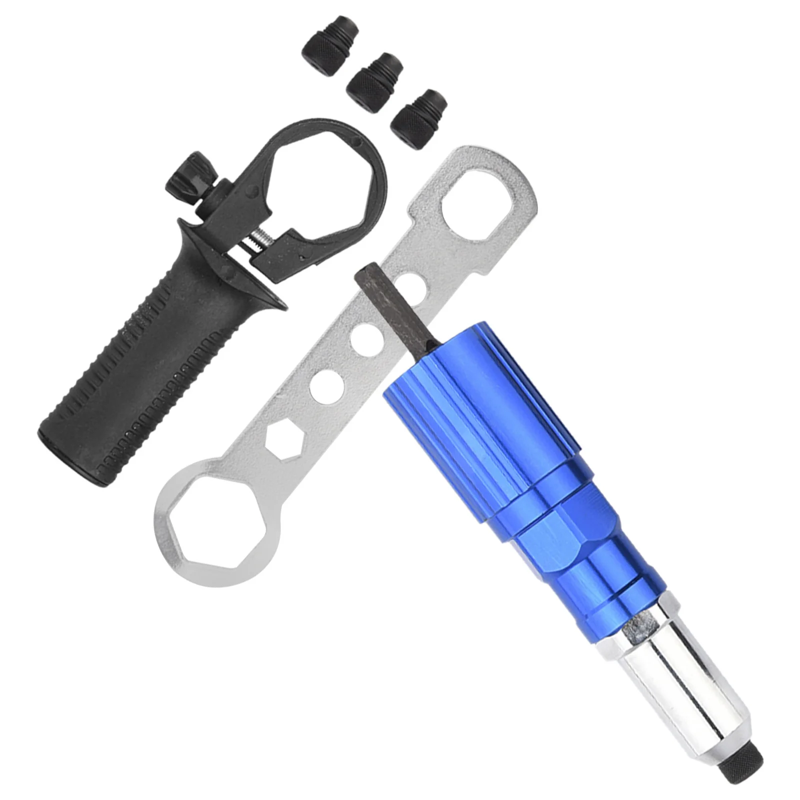 1Set Rivet Gun Electric Adapter Kit Aluminum Alloy Riveter Converter Head Cordless Drill Rivet Attachment for Automotive