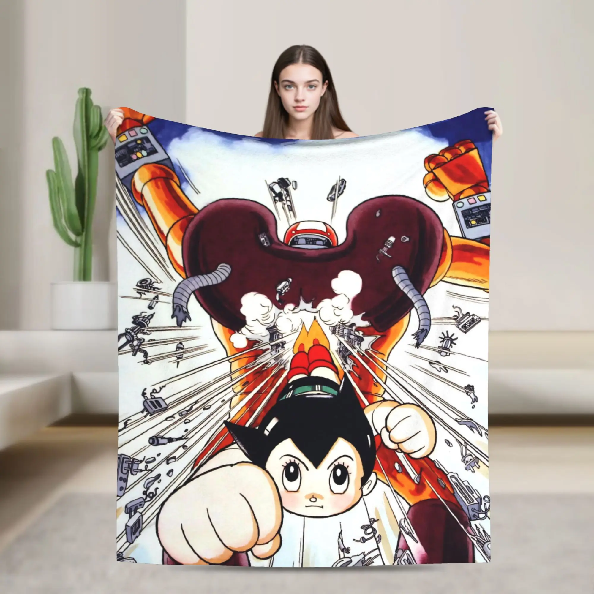 Astroboy Astro Boy Anime Flannel Blankets  Fashion Throw Blanket for Home Hotel Sofa  125*100cm Plush Thin Quilt