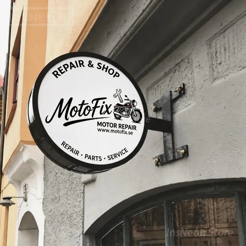 Business Advertising LED Neon Signboard MotoFix, Custom Illuminated Logo Wall Letters, Luminous Box for Bar & Boutique
