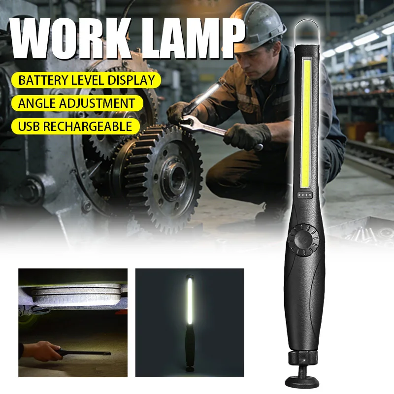 1-10PCS COB LED Flashlight Magnetic Work Light USB Rechargeable Torch Portable Lantern Inspection Light Camping Car Repair Lamp