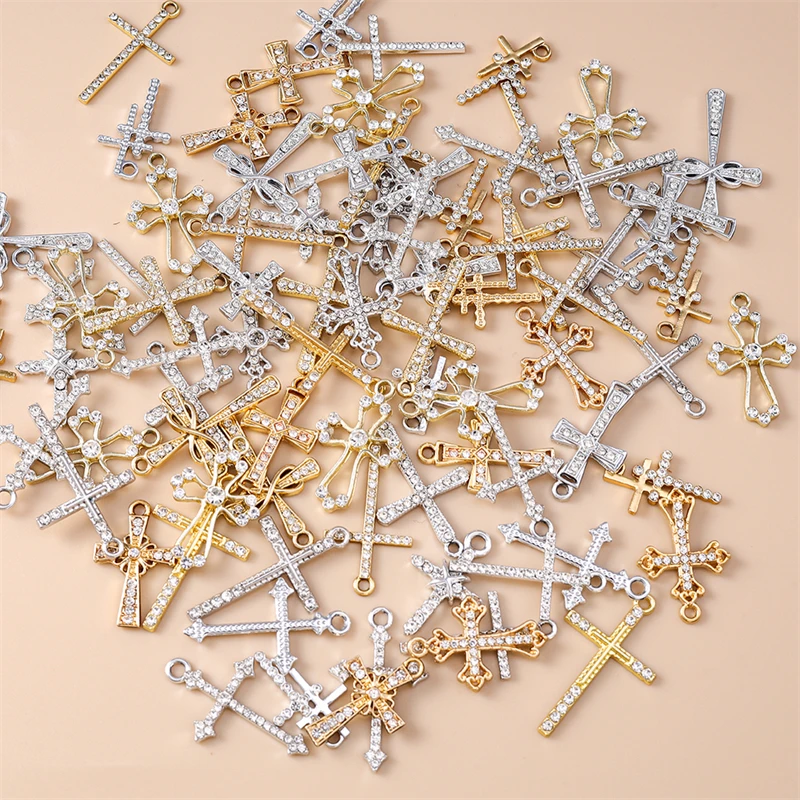 Duarte 20 Teile/los Nette Kristall Metall Kreuz Charms Anhänger für Schmuck Machen Ohrringe Halsketten Armbänder DIY Handwerk Zubehör – Detail 3