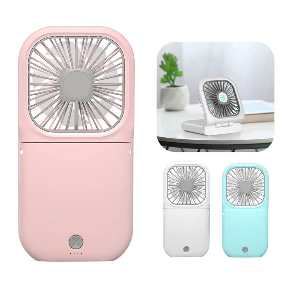 iHoven Portable Mini Fan USB Rechargeable Power Bank Handheld Desk Adjustable Air Cooler - Ideal for Office, Outdoor, Travel