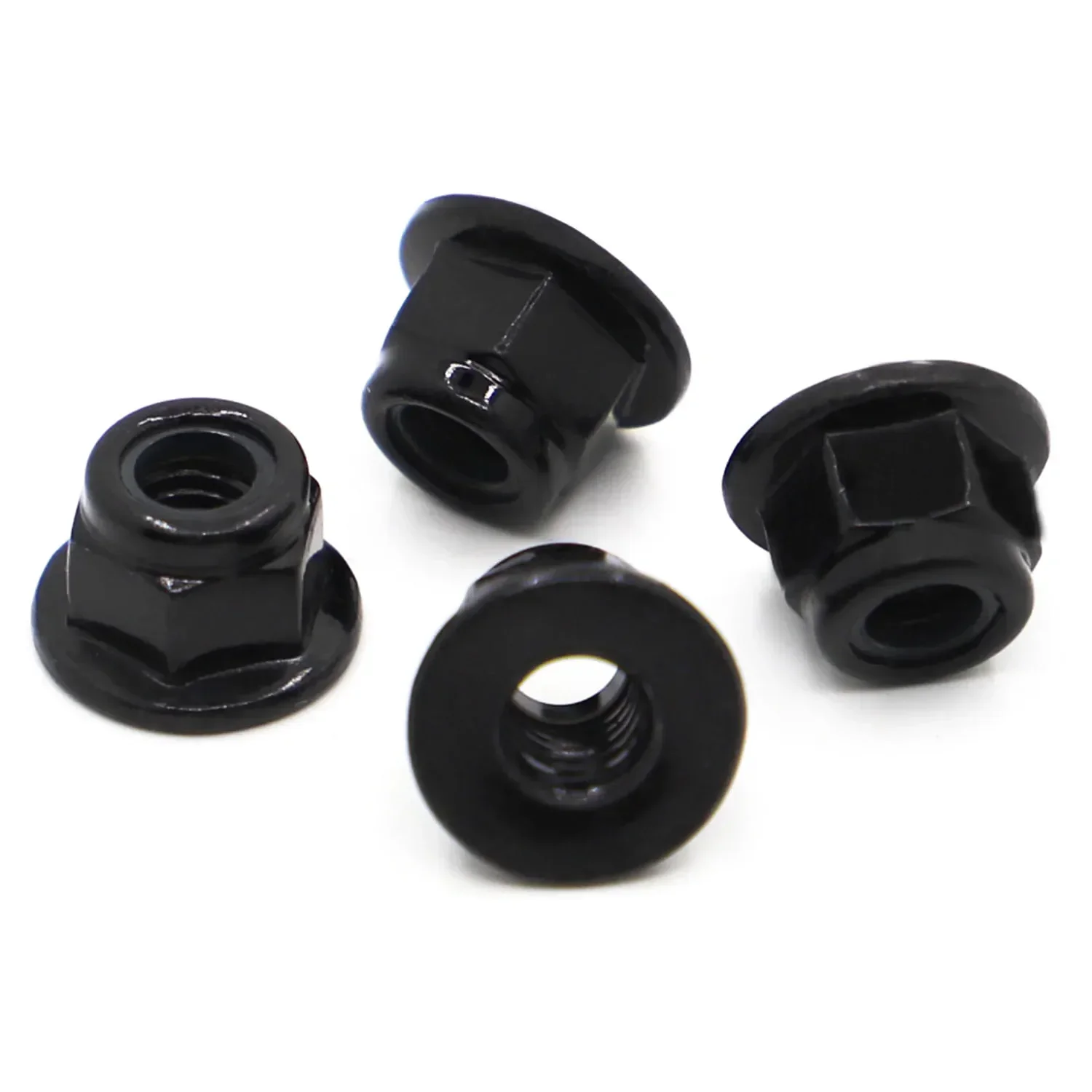 10pcs M3 M4 M5 M6 M8 Black Zinc Plated Carbon Steel Hex Hexagon Nylon Insert Lock Flange Nut Self-locking Nylock Locknut