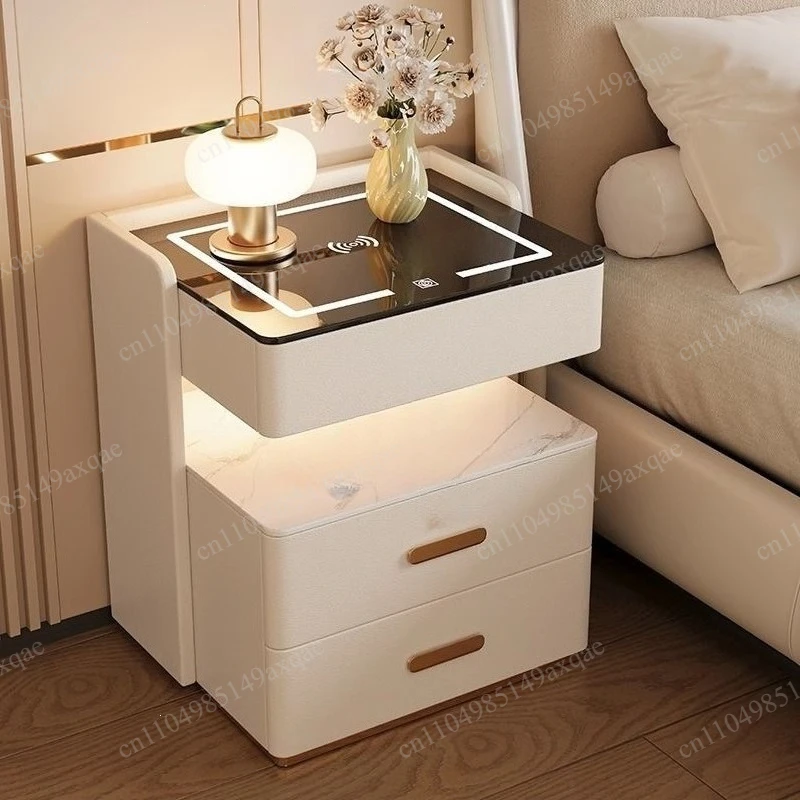 Installation-free smart bedside table Modern light luxury household bedroom locker Multifunctional smart bedside cabinet