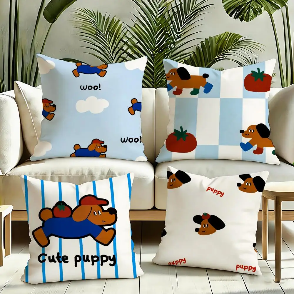 Tomato dog series Cushion Cover Reversible Plush Pillow Cover Soft Fluffy  Home Decor for Sofa Bedroom