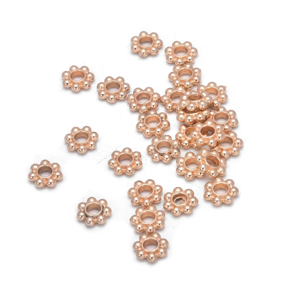 300 Stück 4/6mm Legierungs-Blumen-Abstandsperlen Gänseblümchen Metall-Schmuck-Abstandshalter für Armband- und Halsketten-Schmuckherstellung – Detail 10