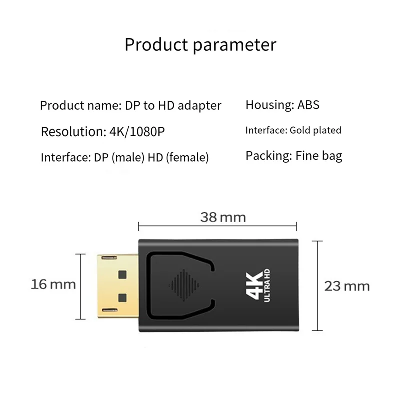 A42Z-4K Dp To -Compatible Video Adapter Displayport Male To -Compatible Computer TV Monitor Converter For PC TV