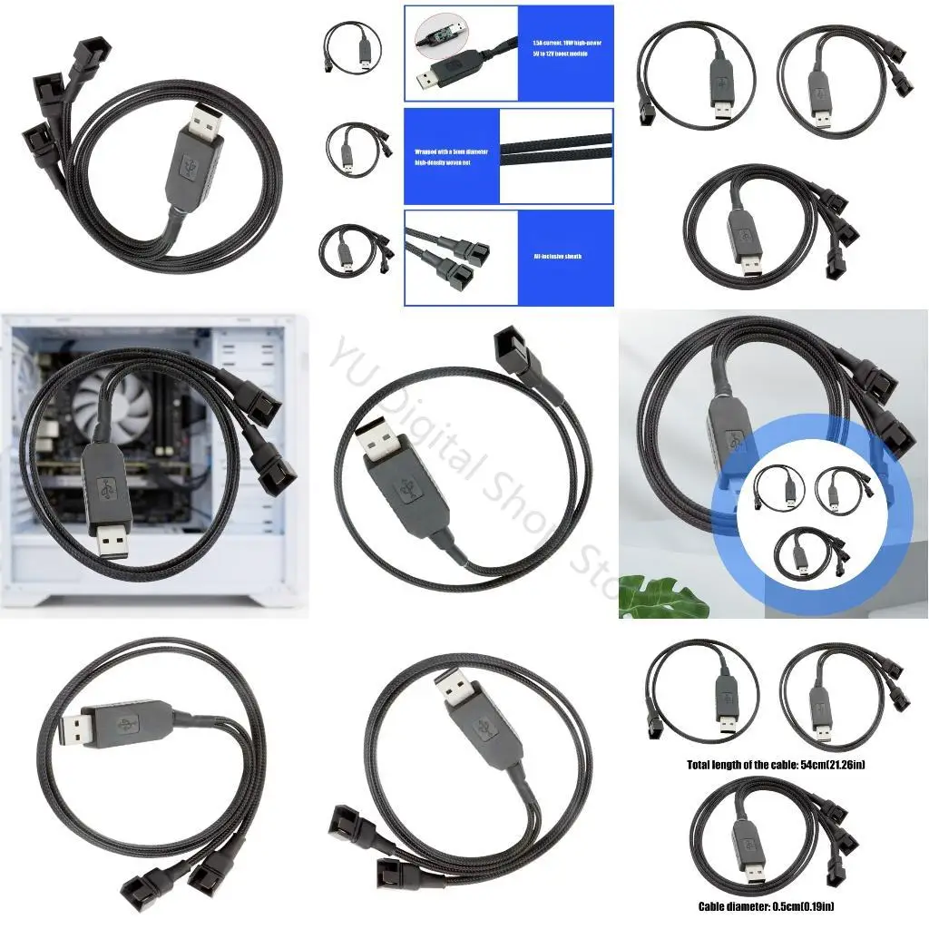 96BA USB Power 5V To 12V Adapter Cable For Cooling Fan With Intelligent Chip Protections And Universal Compatibility