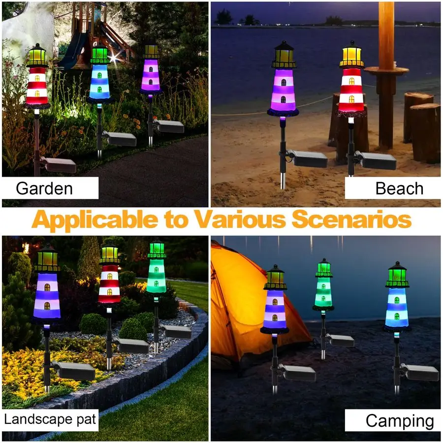 Powered Waterproof Garden Lights 4 Pack Lighthouse Design for Outdoor Garden Lighting, Backyard Decorations amp DIY Backyard Pat