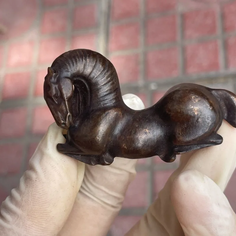 Antique Horse Statue Desk Decorations Copper Alloys Micro-Carving Zodiac Horse Figurines Ornaments Home Decor Accessories