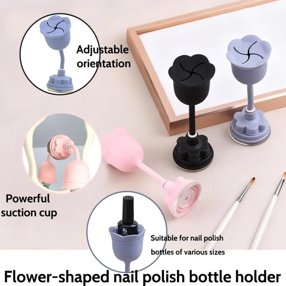 360 Degree Rotating Nail Polish Holder Flower Shape Nail Polish Holder 360° Rotating Stand Anti-spill Suction Base Tilted