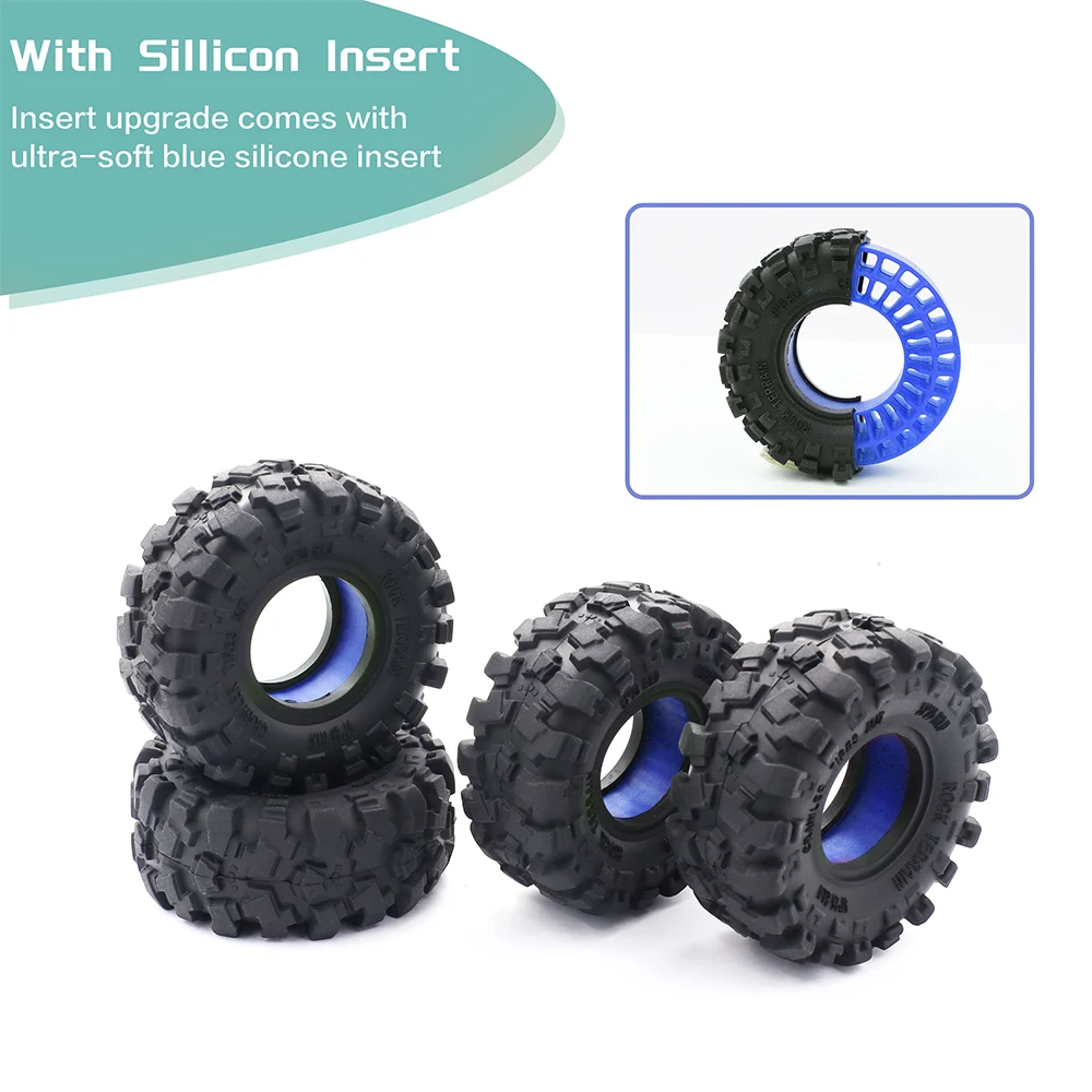 Neumático RAFLOT súper suave de 1,0 pulgadas, neumático de pantano fangoso de 57x25mm con inserciones de goma de silicona azul para coche TRX4M SCX24 1/18 1/24 RC