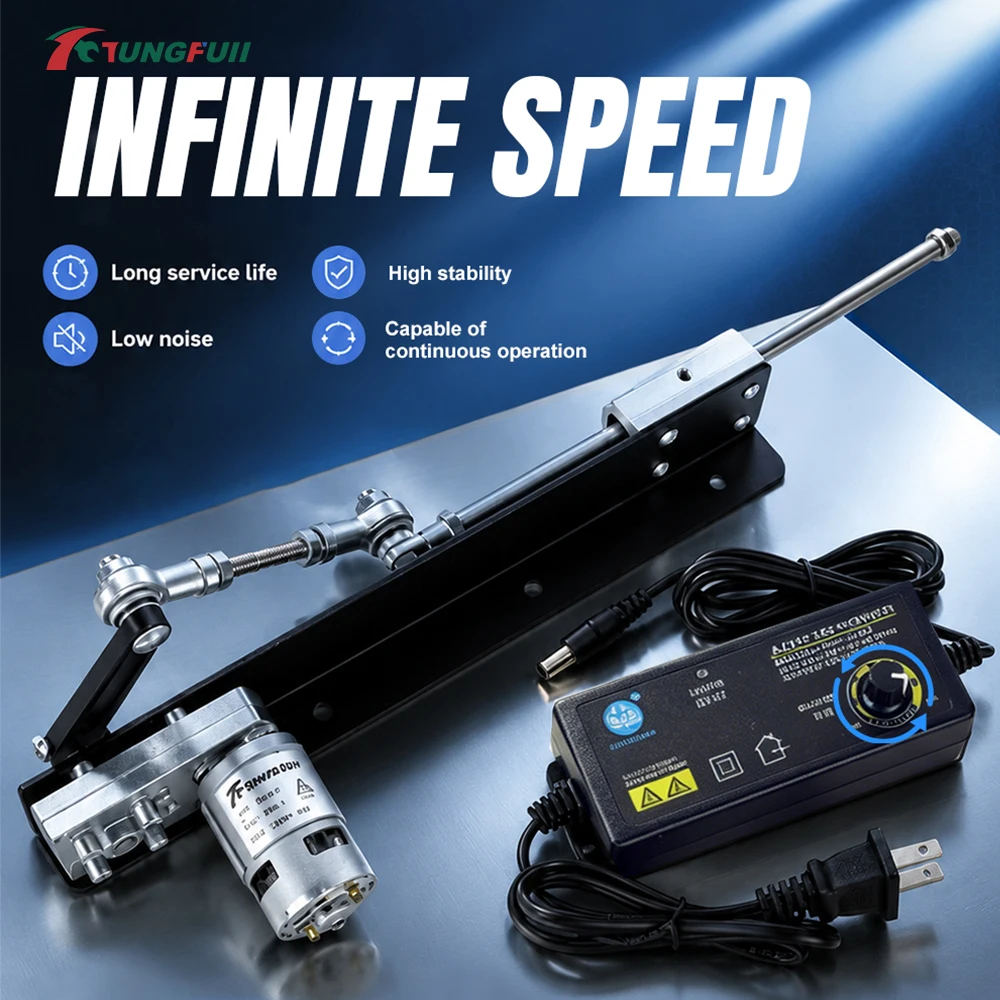 TUNGFUII DC24V Reciprocating Linear Actuator 6-20cm Adjustable Stroke Telescopic Rocker Gear Motor Kit For DIY Automation view 3