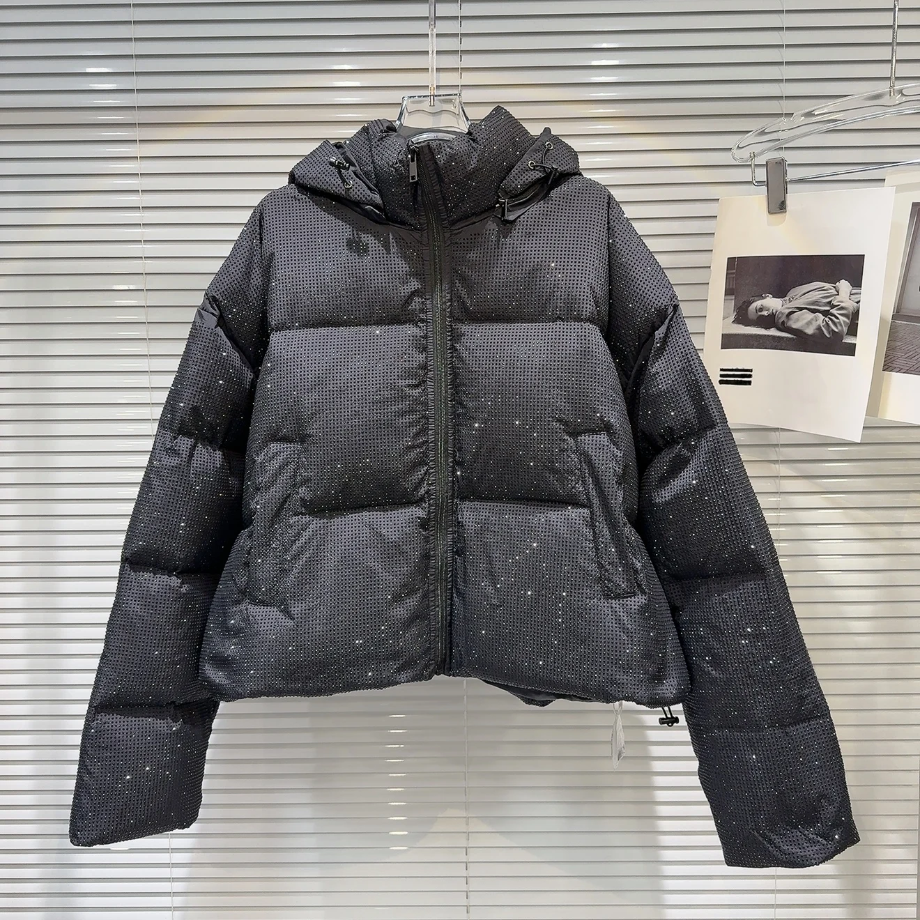 الشتاء قصيرة الماس مقنعين القطن أسفل سترة الإناث سستة الرباط الدافئة باركر أبلى المرأة الأبيض بطة أسفل سترات فضفاضة #4