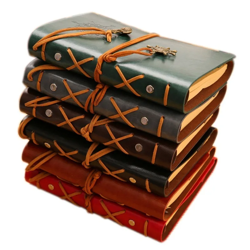 A6 Writing Journal Spiral Notebook Diary Notepad Vintage Nautical Pirate Anchors PU Leather Retro Pendants Note Book Sketchbook