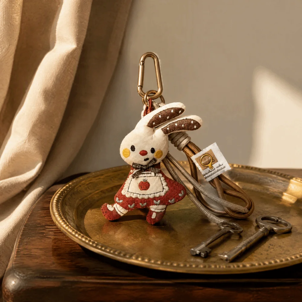 Cartoon Animal Keychain Charm Multicolor Horse Chicken Duck Vintage Bag Decorative Pendant Rabbit Cat Bear Cloth Lanyard Charm