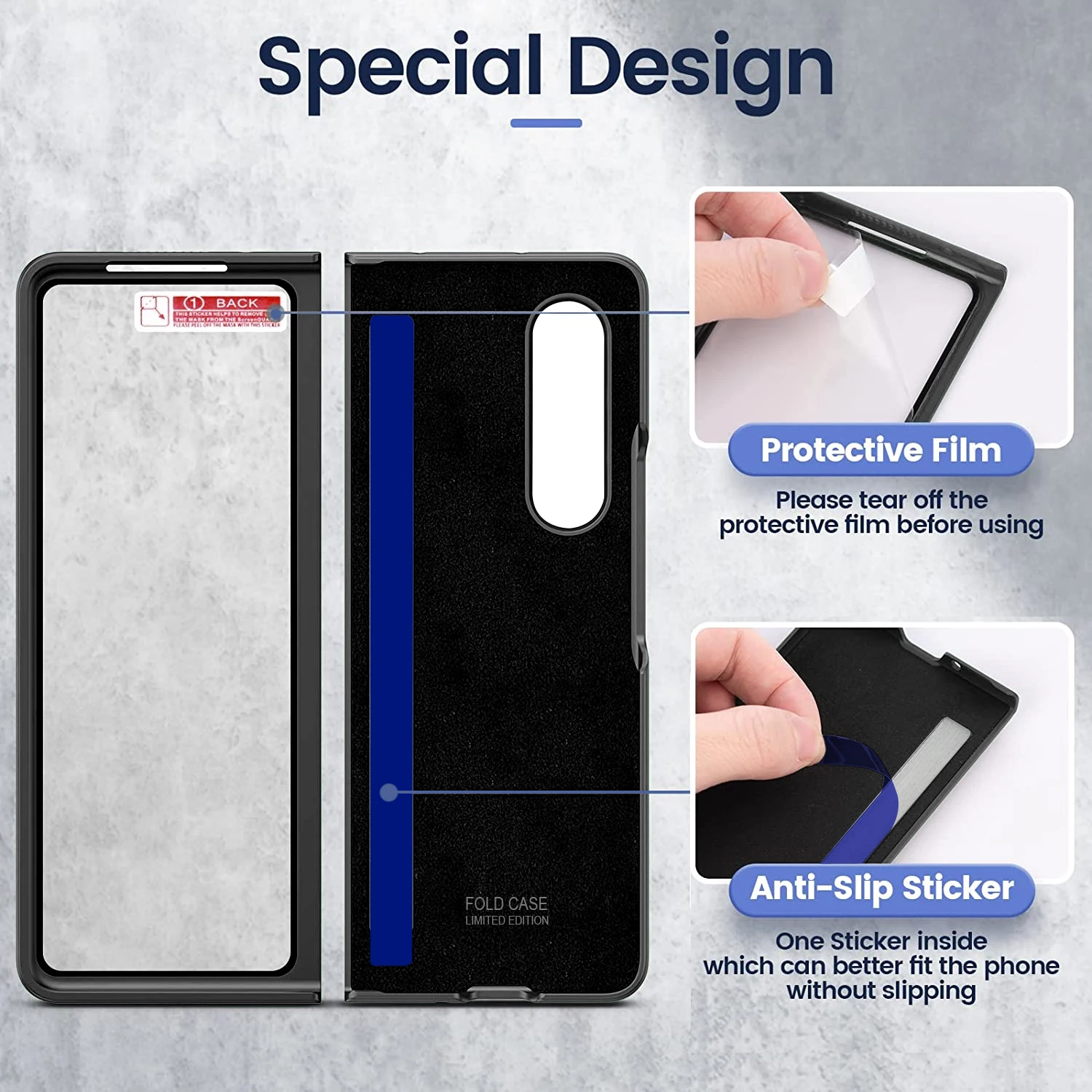 Imagem -04 - Telefone com Protetor de Tela Anel para Samsung Galaxy z Fold Fold Fold Shell Tampa Traseira Case de