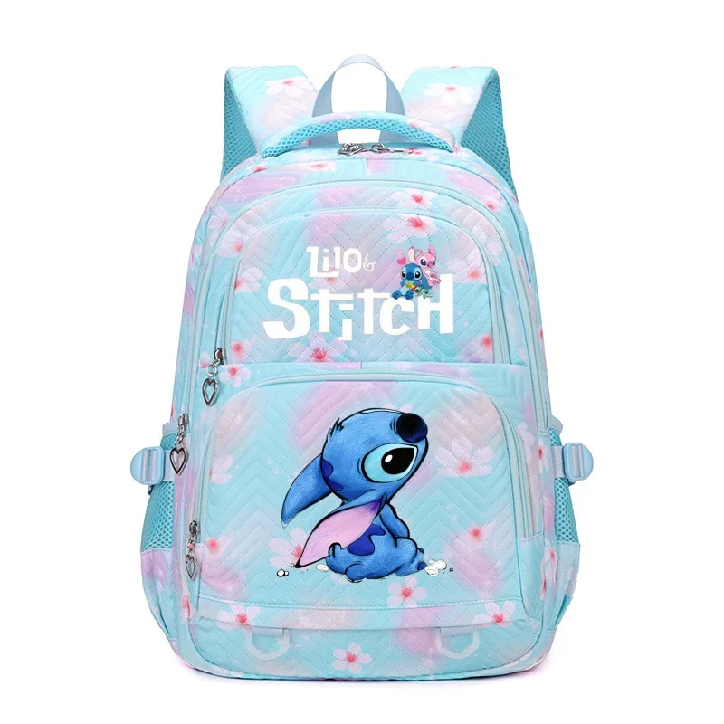 Lilo & Stitch School Bags Cartoon Flowers Printe Capacity Primary Secondary School Students Backpacks Lightweight Travel Mochila