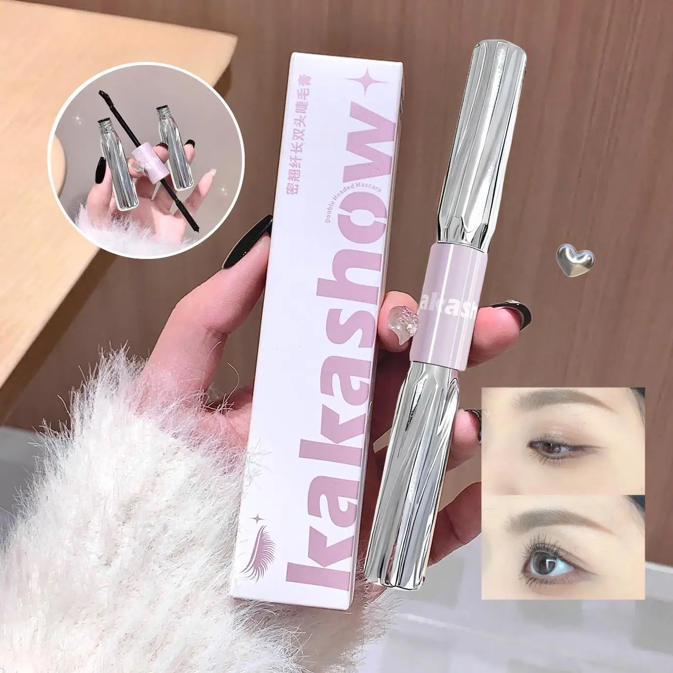 カカショー 厚みのあるスレンダーな両端マスカラ 防水 長持ち 汚れにくい 自然なカール アイメイク まつげクリーム