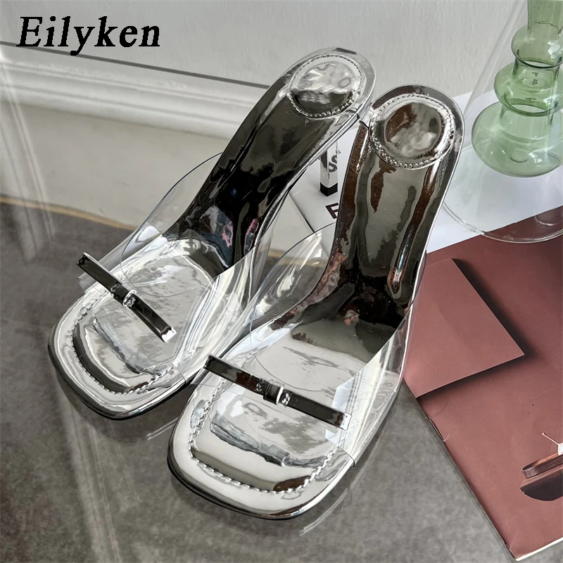 Eilyken-Zapatillas de satén con nudo de mariposa para mujer, Sandalias de tacón alto fino, zapatos deslizantes para vestir al aire libre, moda de