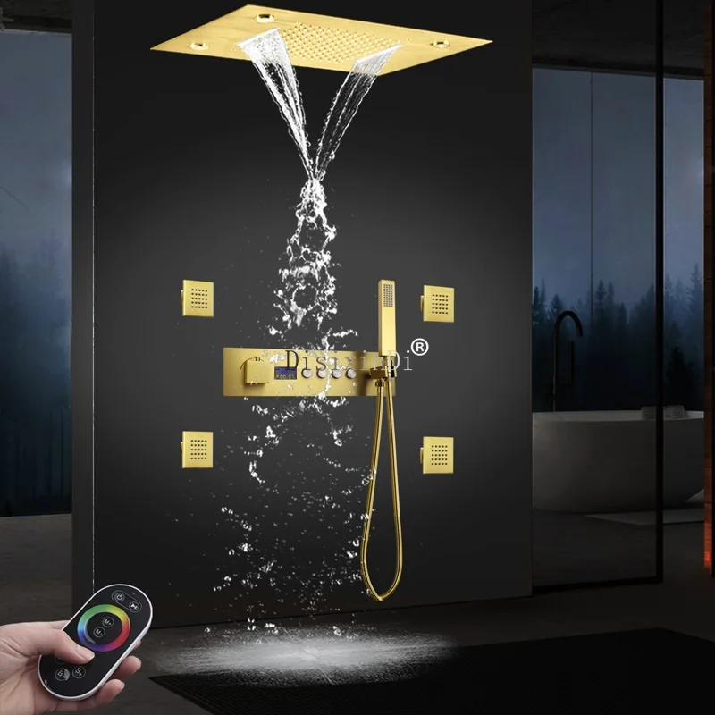 Laskin concealed shower set 20 * 14 inch LED top spray bathroom constant temperature digital display valve body