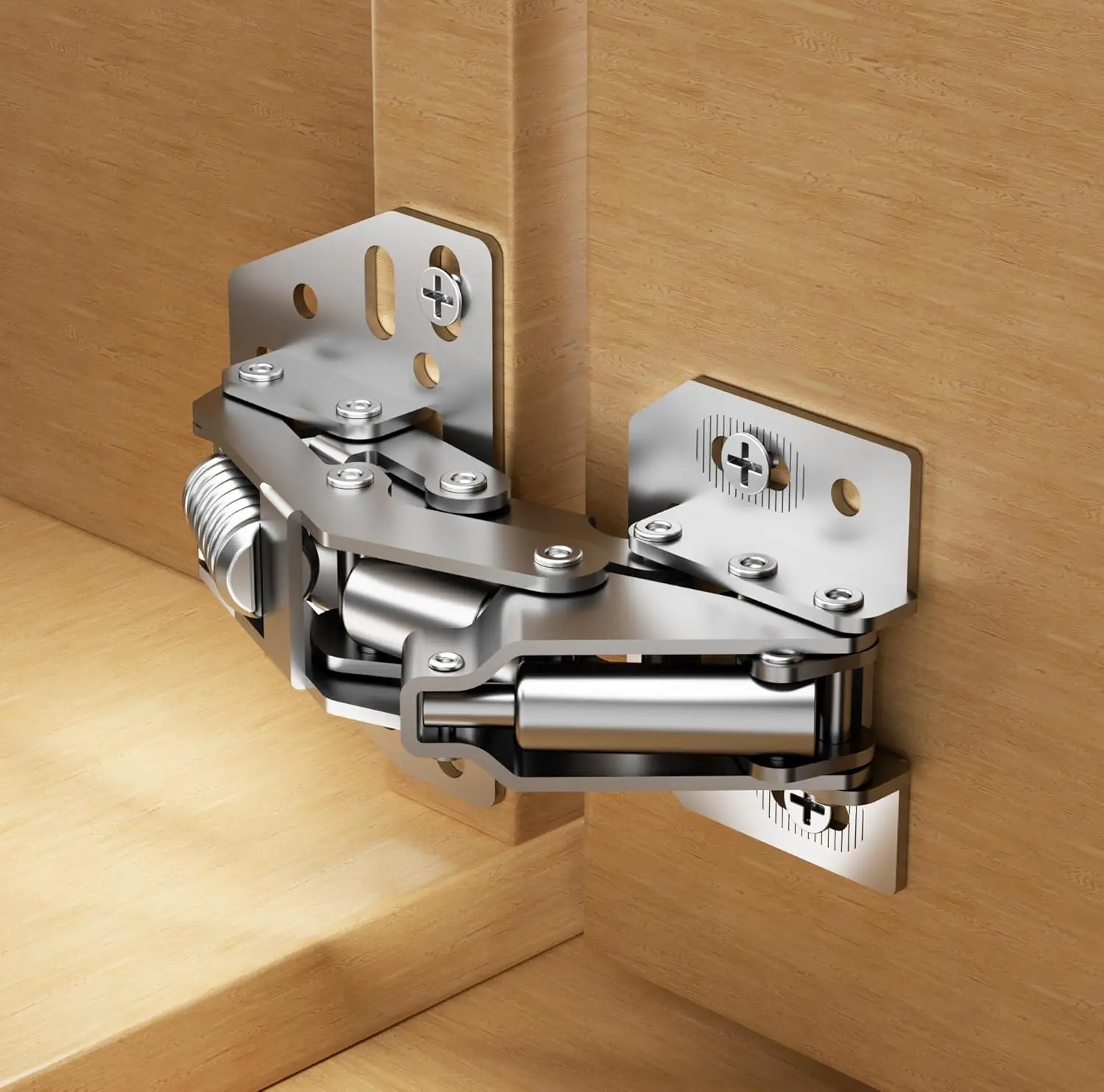 2 Pack 90° RV Cabinet Hinges,Frameless, Self Closing, No Pre-Drilled Cup Hole for Cabinets, Camper Van, Trailer, Vehicle-Mounted
