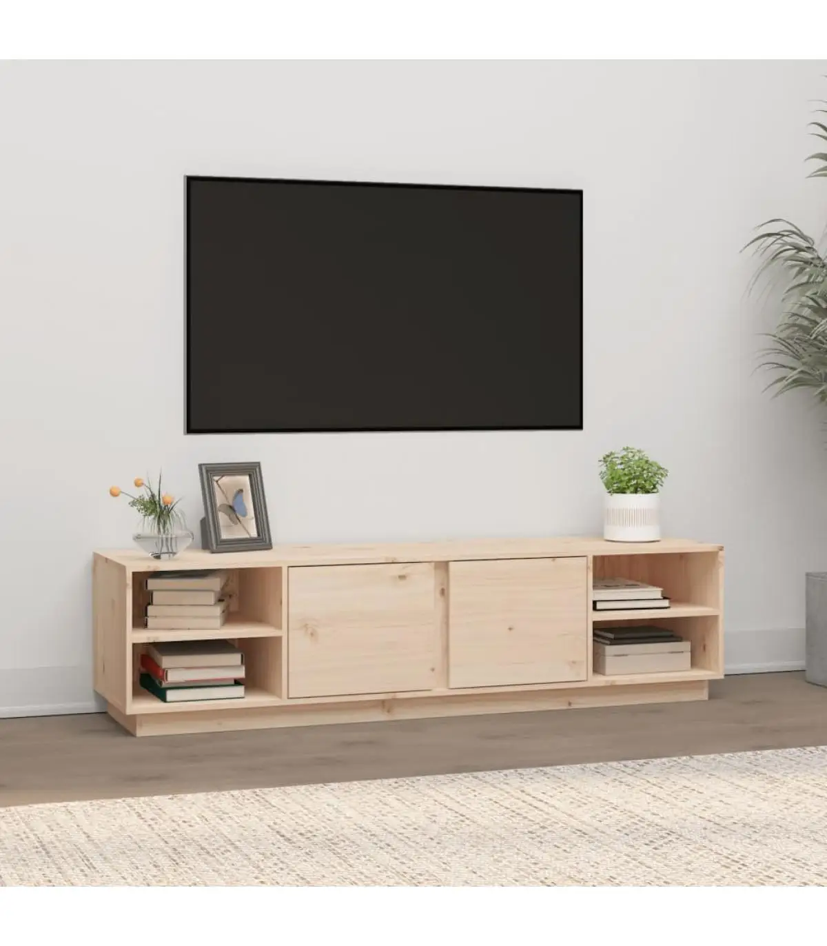 TV furniture solid pine wood TV cabinet 156x40x40 cm