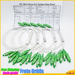 PLC Splitter 1X2 1X4 1X8 1X16 1X32 SC/APC SM Single Mode 0.9mm G657A1 PVC LSZH 1m FTTH Fiber Optic Splitter