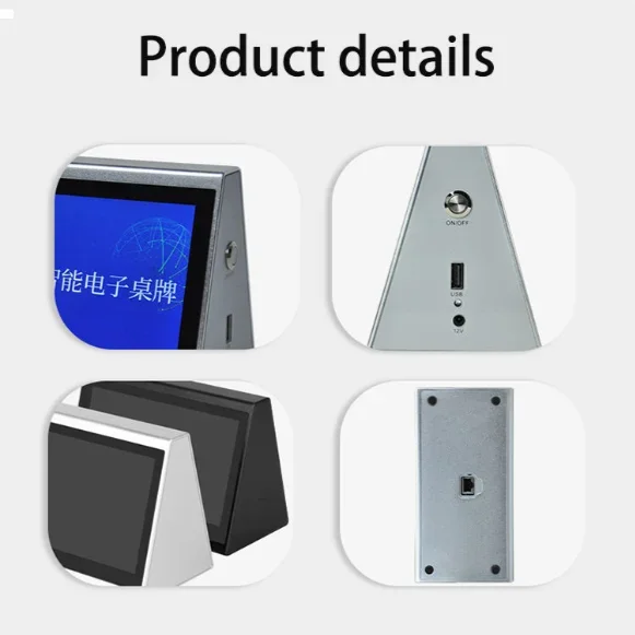 現代的な7インチ両面カラー液晶電子名刺、ワイヤレスWiFi制御のインテリジェント会議テーブルカード投票