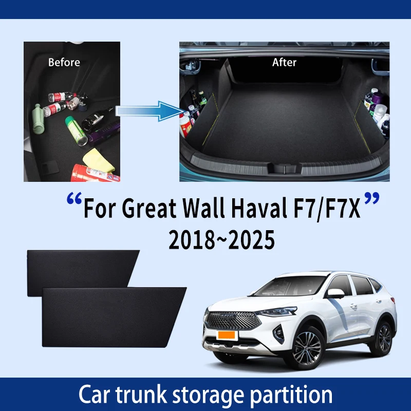 

For Great Wall Haval F7 2018~2025 Upgrade Thickening Trunk Storage Partition Multifunction Storage Box Auto Interior Accessories