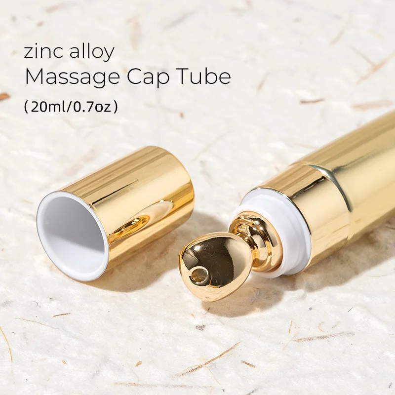 1 ピース/5 ピース 20 ミリリットルソフトホース & チューブ金属マッサージヘッド付きアイローション/血清ゴールデン/シルバー空のパッケージ化粧品