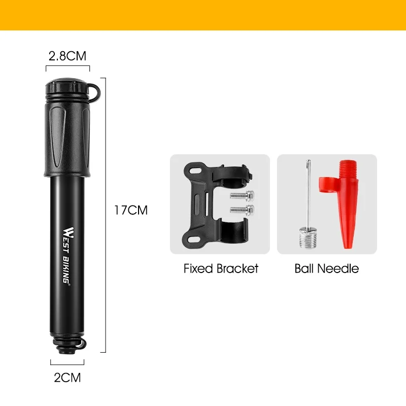 WEST BIKING 100PSI Bicycle Pump Aluminum Alloy High Pressure Hand Mini Bike Pump Tire Air Inflator Portable MTB Road Bike Pump