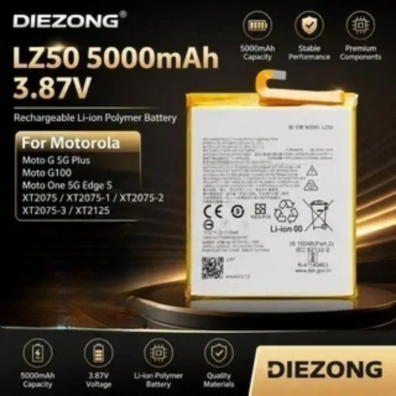

Hot Sale LZ50 5000mAh 3.87V Battery for Motorola Moto G 5G Plus G100 One 5G Edge S XT2075 XT2075-1 XT2075-2 XT2075-3 XT2125
