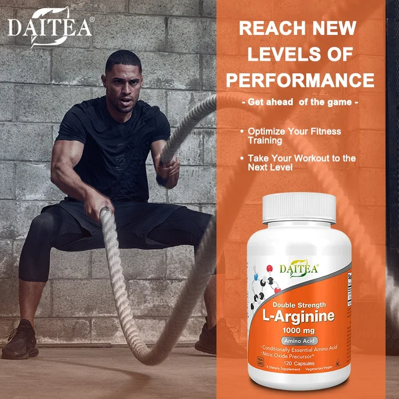 Daitea Arginine Supplement - 1000 Mg Amino Acid Energy & Focus, Stamina Vegan Capsules